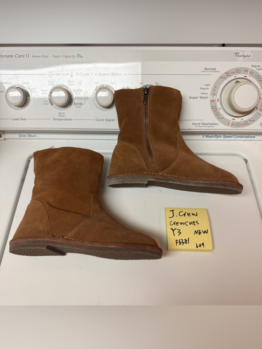 J. Crew Crewcuts New brown Chestnut Suede Shearling-Lined Zip Ankle Boots Youth3